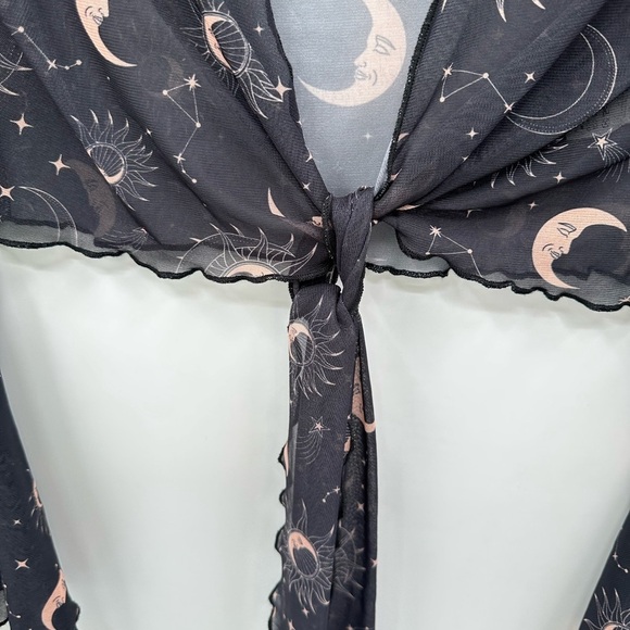 ROMWE Hippie galaxy front tie woman bohemian witchy sheer fairy top one size - Picture 5 of 8